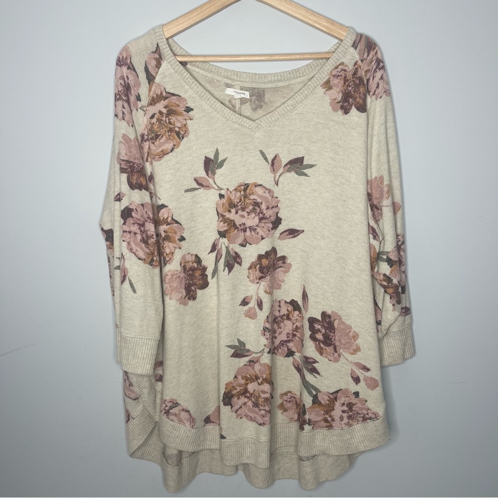 Maurices Floral Round‎ Hem Pullover Dusty Rose (2)